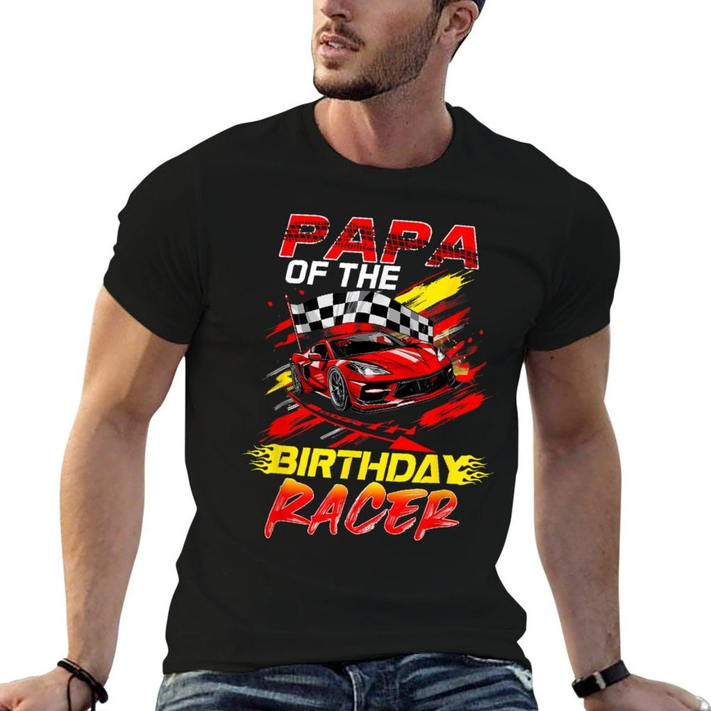 Papa Of The Birthday Racer Race Car Party Family Matching  Trendy Pattern T-Shirt
