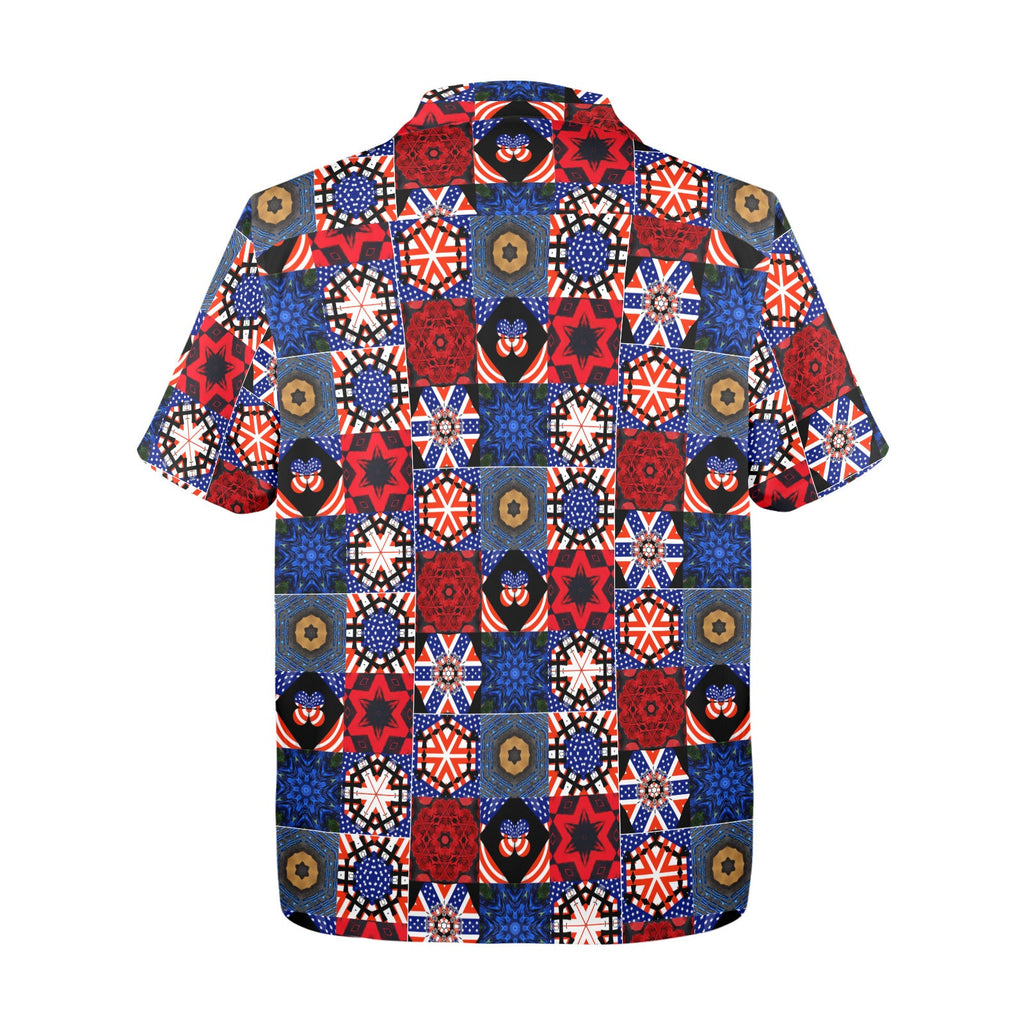 4th of July Pattern Men's All Over Print Hawaiian Shirt (Made in USA)
