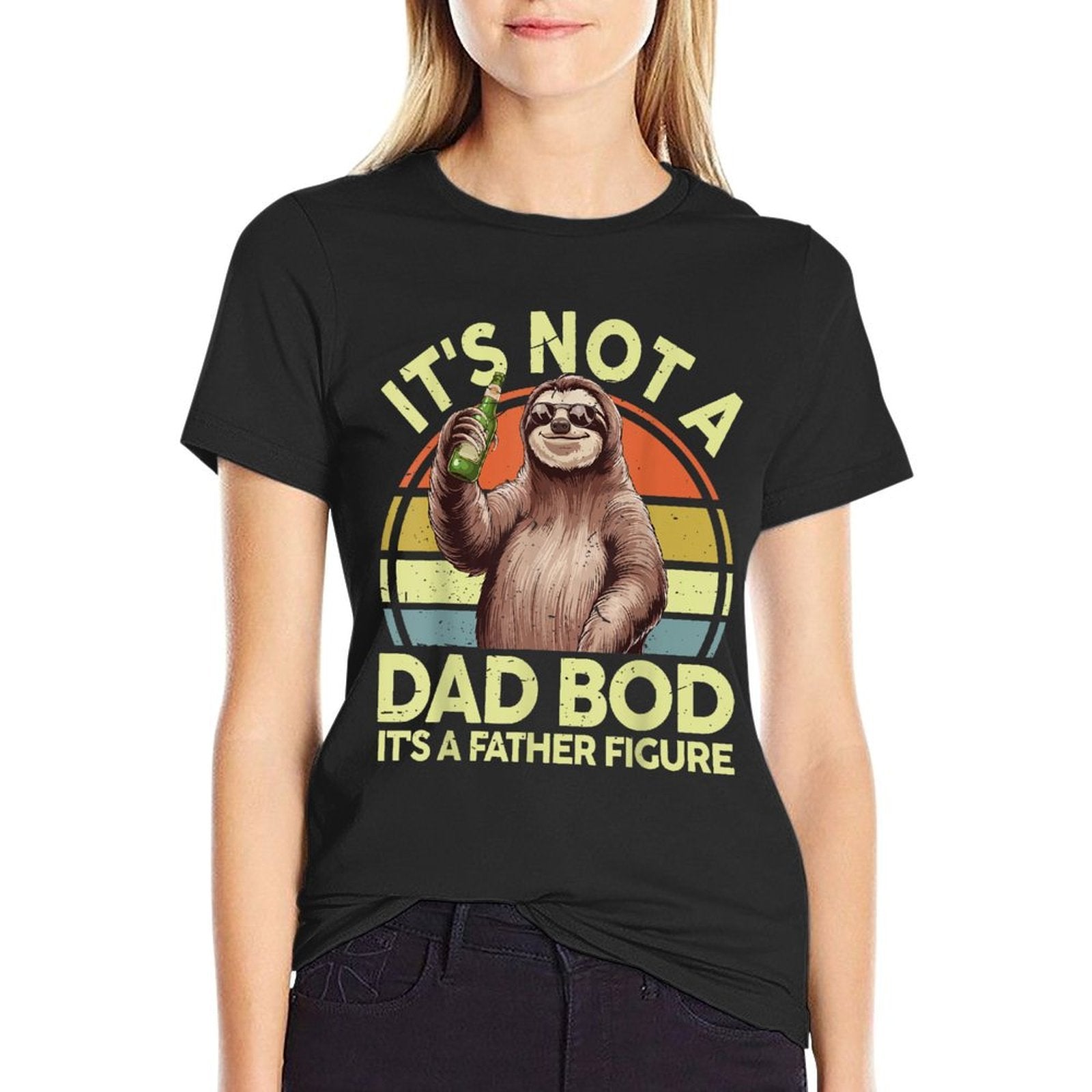 Vintage Its Not Dad Bod Father Figure Funny Sloth Daddy Papa  Heathered Texture T-Shirt