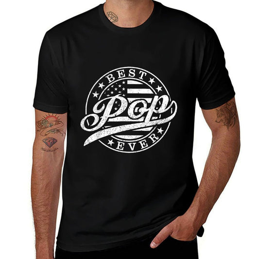 Best Pop Ever American US Funny Grandpa Fathers Day  Eco-friendly Material T-Shirt