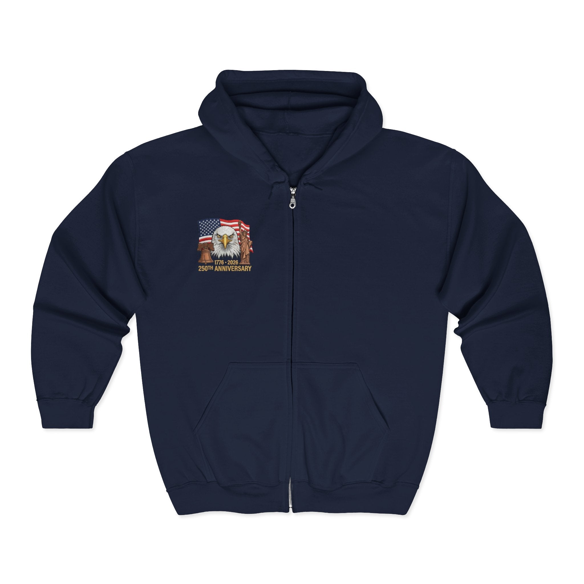250th Anniversary Eagle Flag Full-Zip Hoodie – 1776–2026 Patriotic Zip-Up
