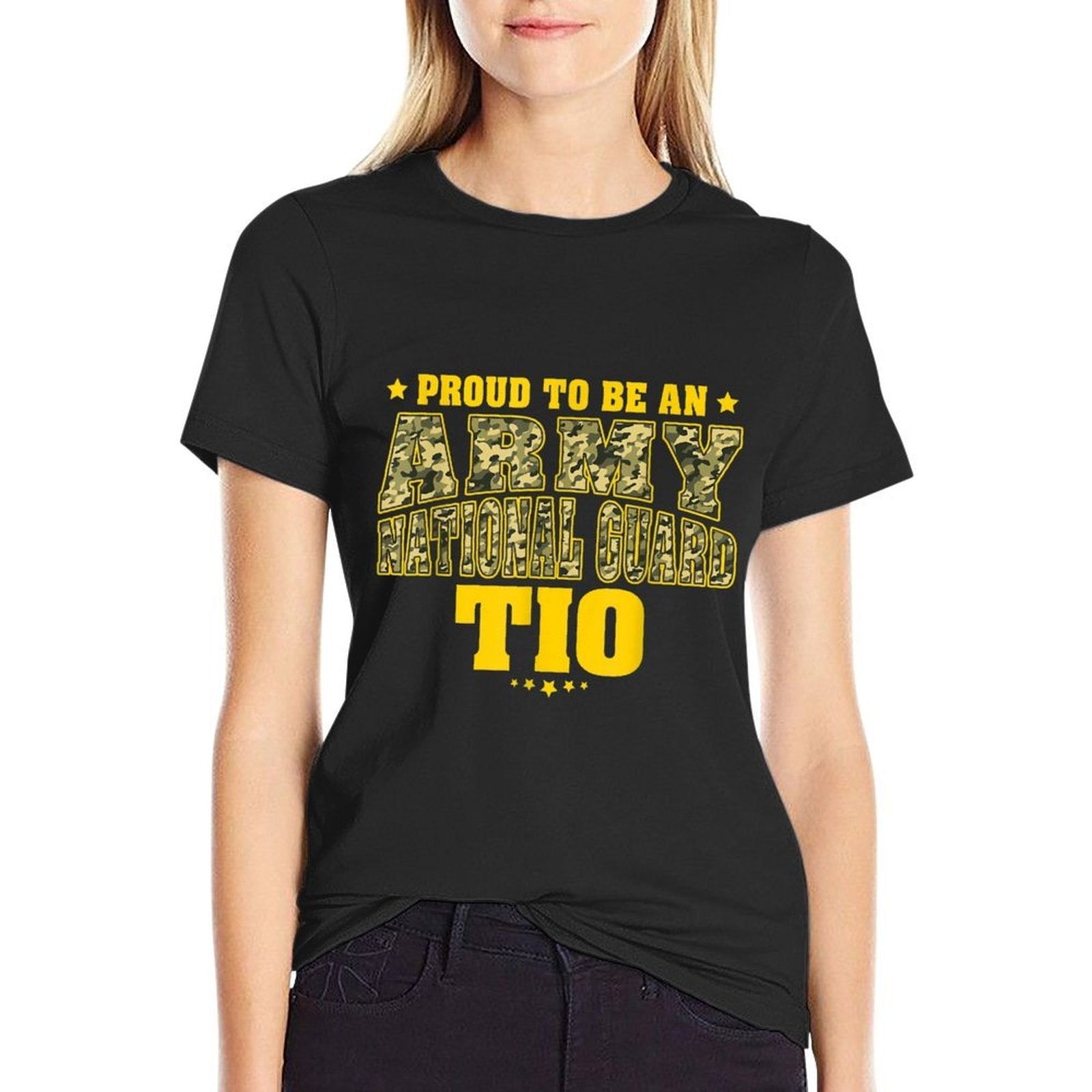 Mens Proud To Be An Army National Guard Tio Camo Military Uncle  Fade-proof Color T-Shirt