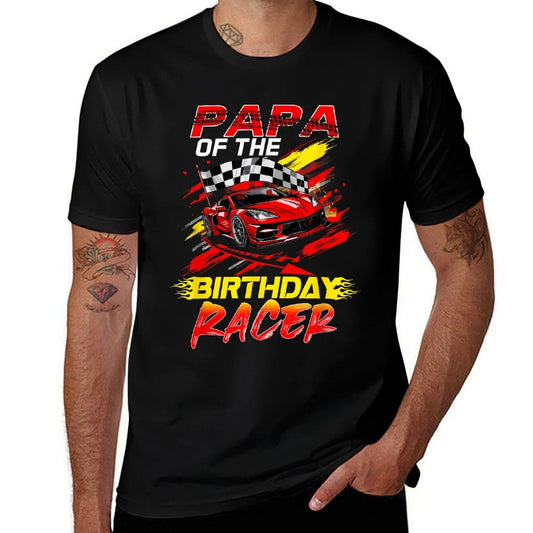Papa Of The Birthday Racer Race Car Party Family Matching  Trendy Pattern T-Shirt