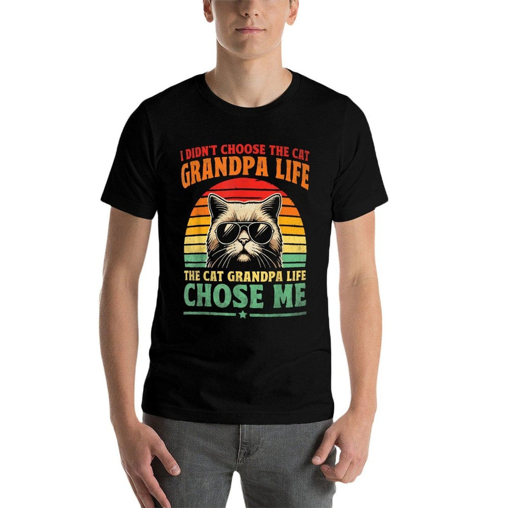 Cat Grandpa Life Cat Lover Grandpa Cat Grandfather  High-quality Stitching T-Shirt