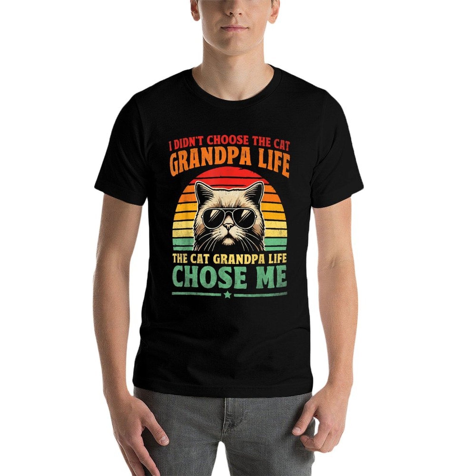 Cat Grandpa Life Cat Lover Grandpa Cat Grandfather  High-quality Stitching T-Shirt