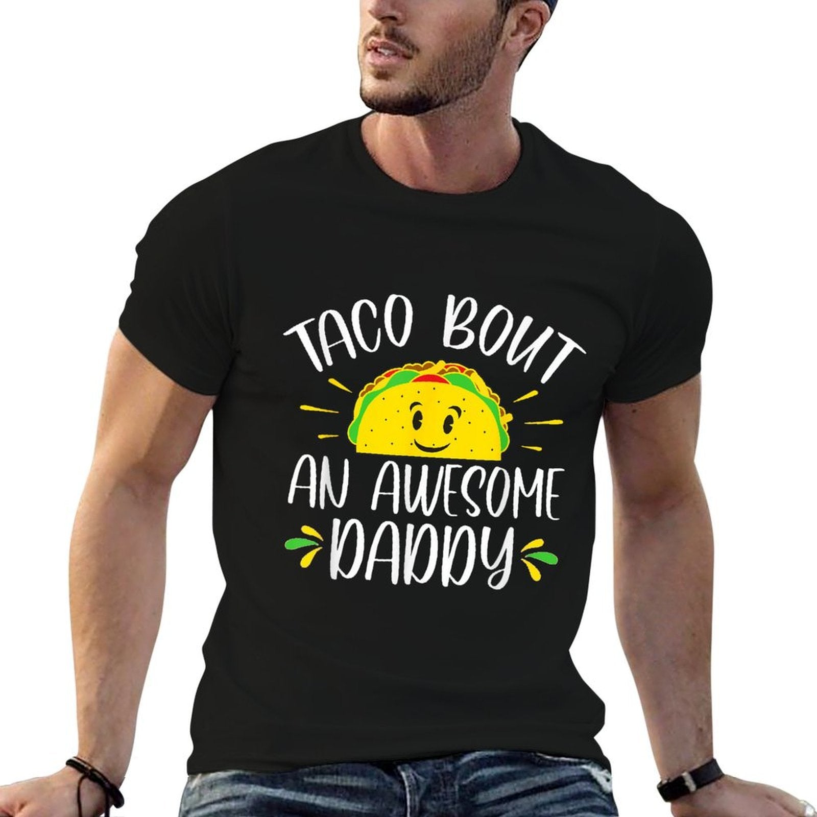 Taco Bout An Awesome Daddy Fathers Day Funny Taco  Summer-ready Fabric T-Shirt