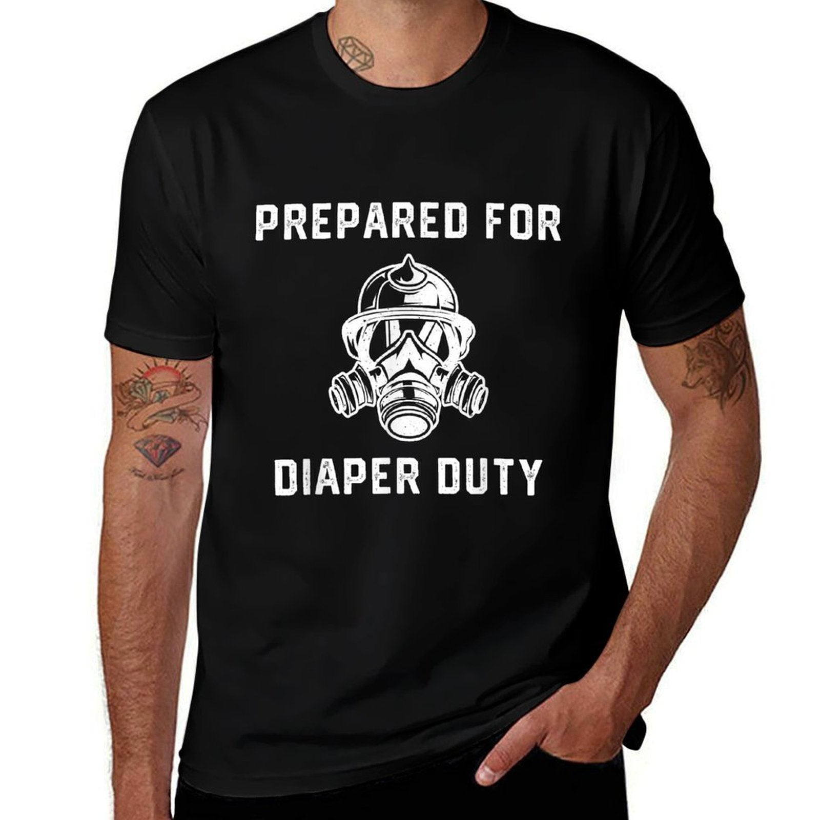 Funny Firefighter New Dad Promoted Daddy Humor Fathers Day  Rolled Sleeves T-Shirt