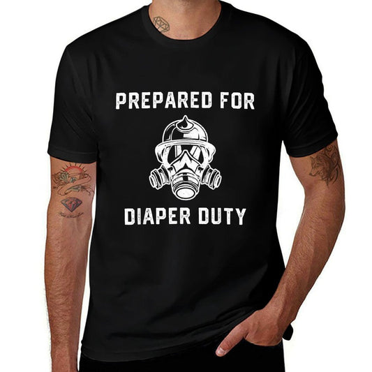 Funny Firefighter New Dad Promoted Daddy Humor Fathers Day  Rolled Sleeves T-Shirt