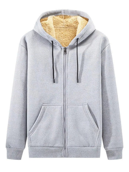 Men's Plus Size Sherpa Lined Zip Up Hoodie