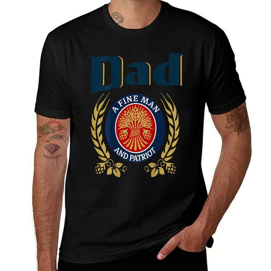 Dad A Fine Man And Patriot Humor Beer Drinking Father Figure  Fade-proof Color T-Shirt