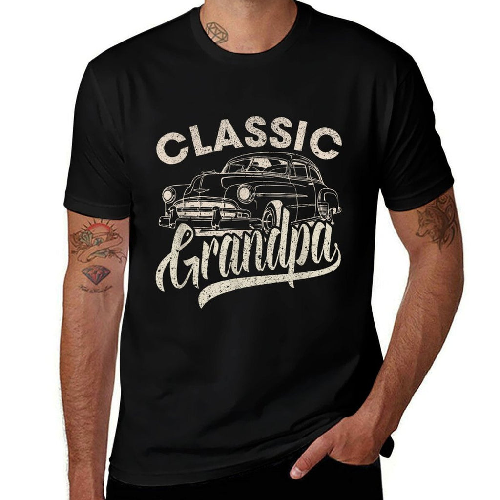 Classic Grandpa Funny Saying Car Lover Men Dad Papa Grandpa  Heathered Texture T-Shirt