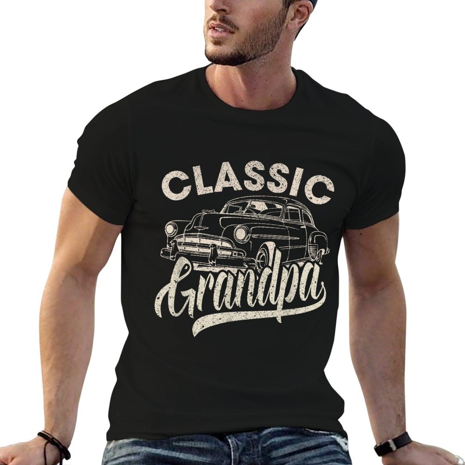 Classic Grandpa Funny Saying Car Lover Men Dad Papa Grandpa  Heathered Texture T-Shirt