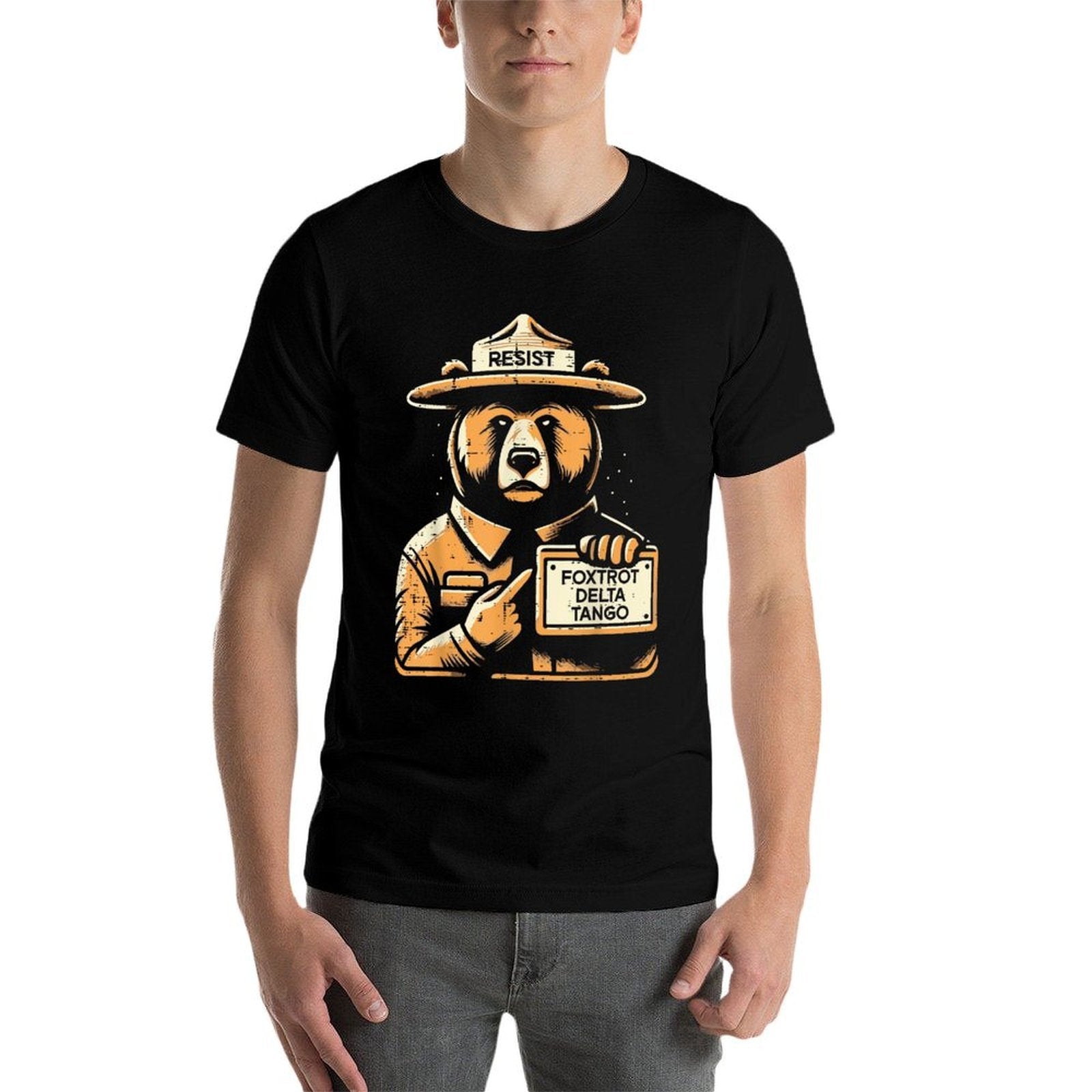 Resist Foxtrot Delta Tango Bear Equality Civil Rights Men  Easy-care T-Shirt