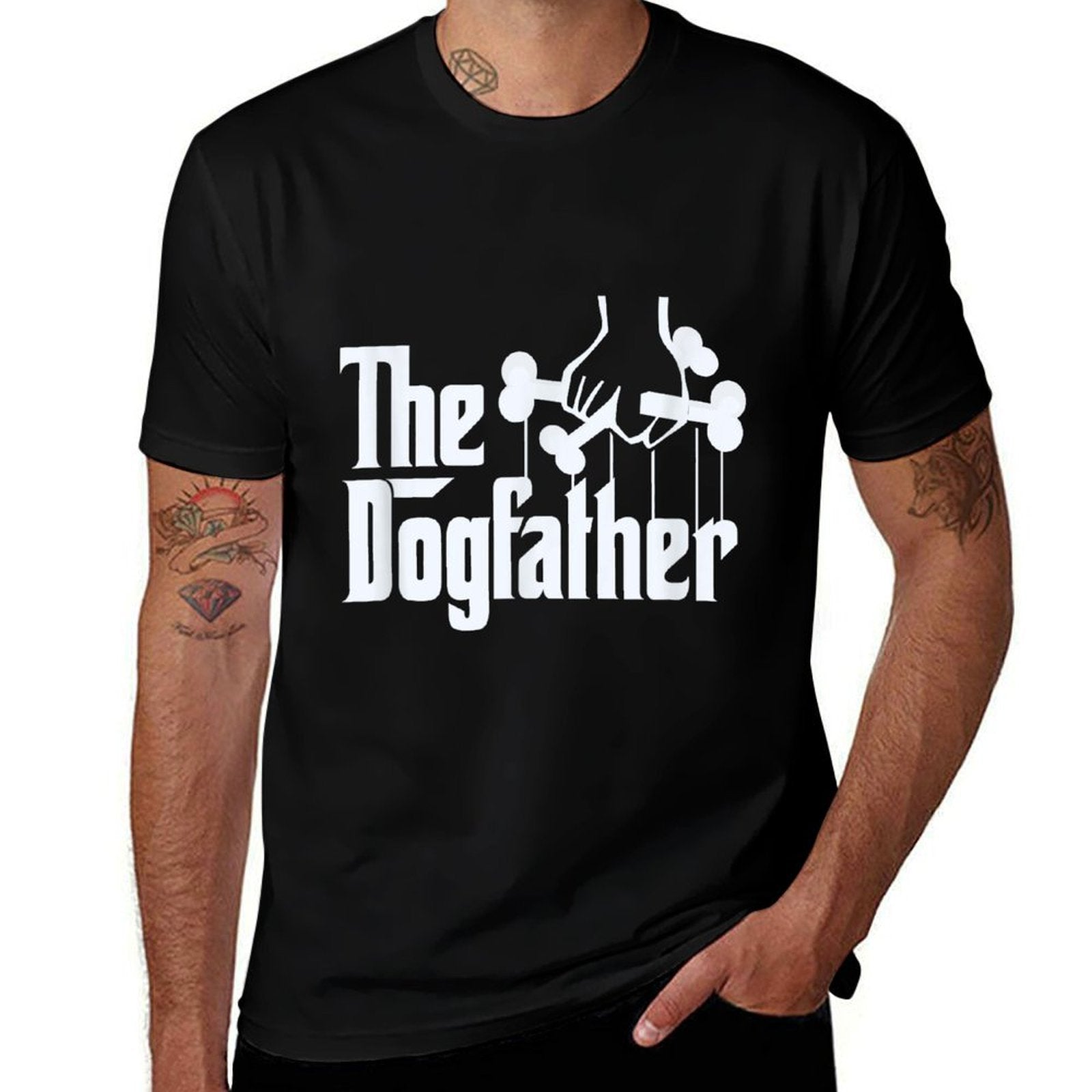 The Dogfather Dog Dad Fathers Day Gift Dog Lover  Rolled Sleeves T-Shirt