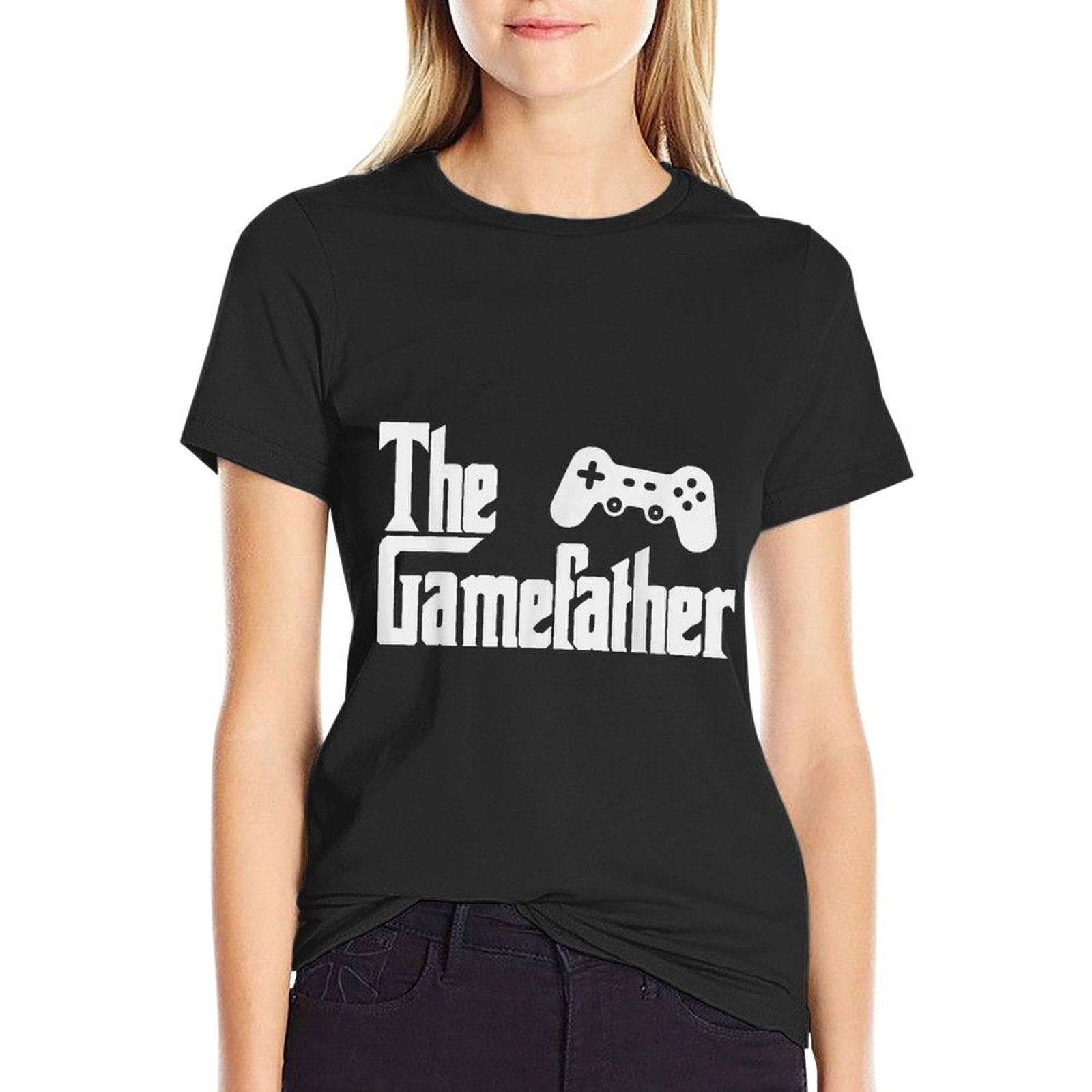 Funny Fathers Day The Gamefather Game Gaming Gamer Dad Gift  High-quality Stitching T-Shirt