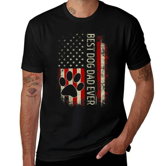 Vintage American Funny Dad Fathers Day Dog Dad On Back  Tagless Design T-Shirt