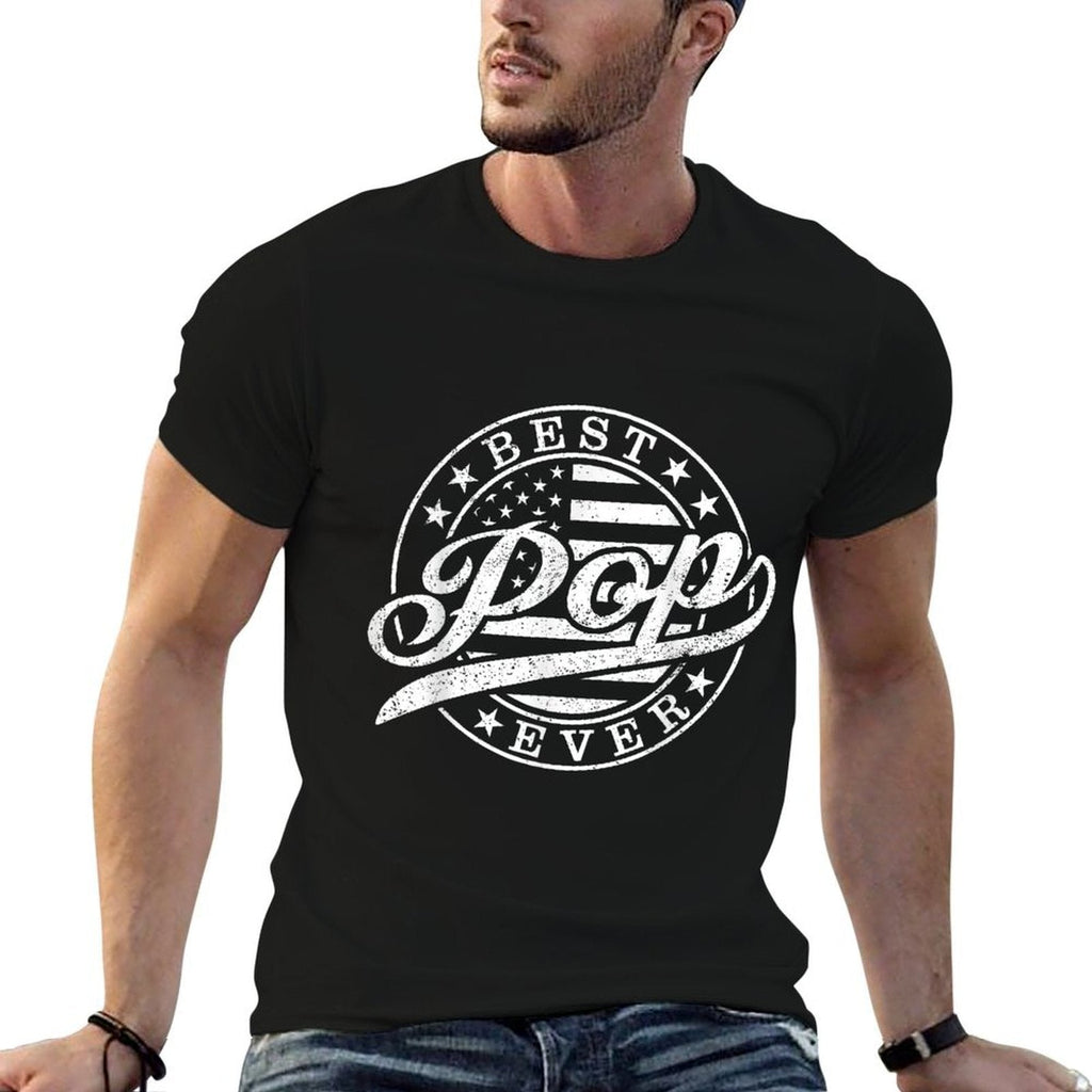 Best Pop Ever American US Funny Grandpa Fathers Day  Eco-friendly Material T-Shirt