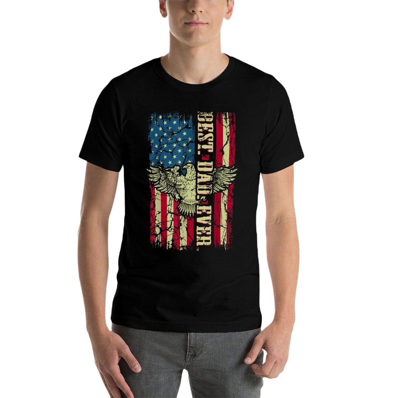 Best Dad Ever Patriotic Eagle Funny for Dad Father  Tagless Design T-Shirt