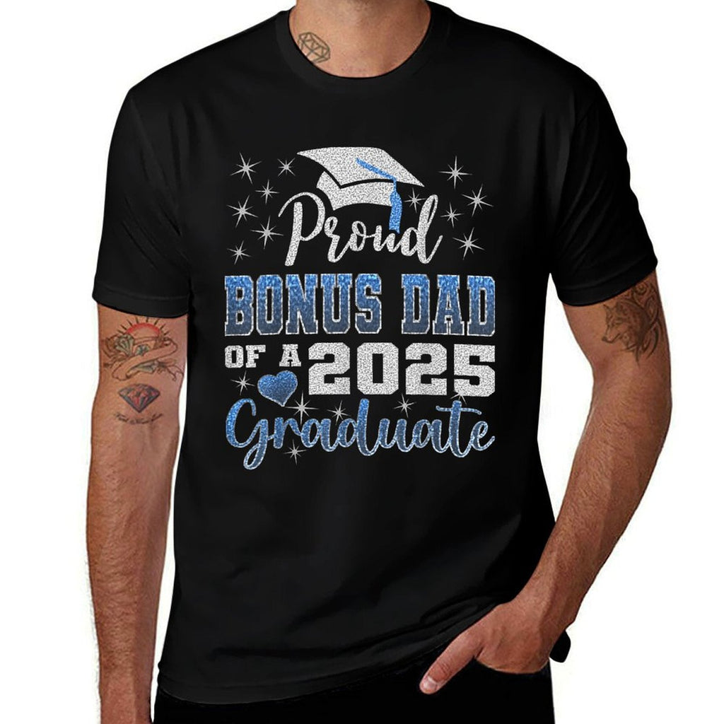 Super Proud Bonus Dad of 2025 Graduate Awesome Family School  Stretchy T-Shirt