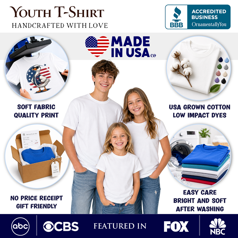 Kids America Land of the Free T-Shirt, Retro Youth Floral Independence Day Tee