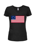 American Flag Betsy Ross 13 Colonies Juniors V Neck T-Shirt