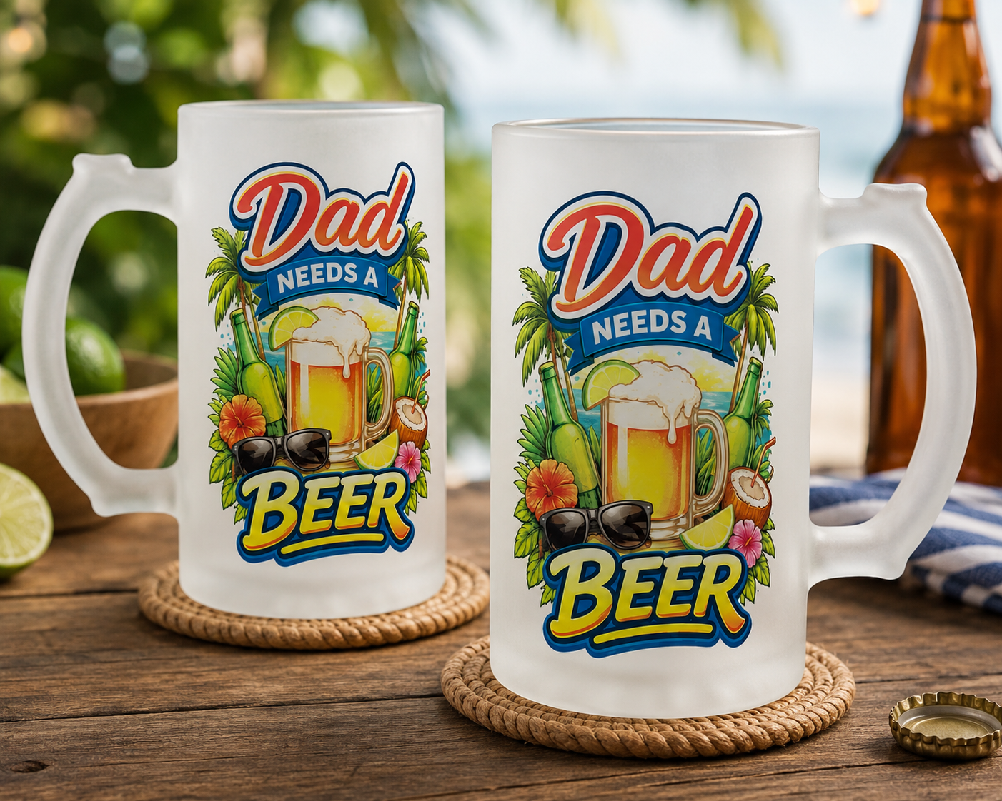 Dad Needs A Beer – 16oz Frosted Beer Mug