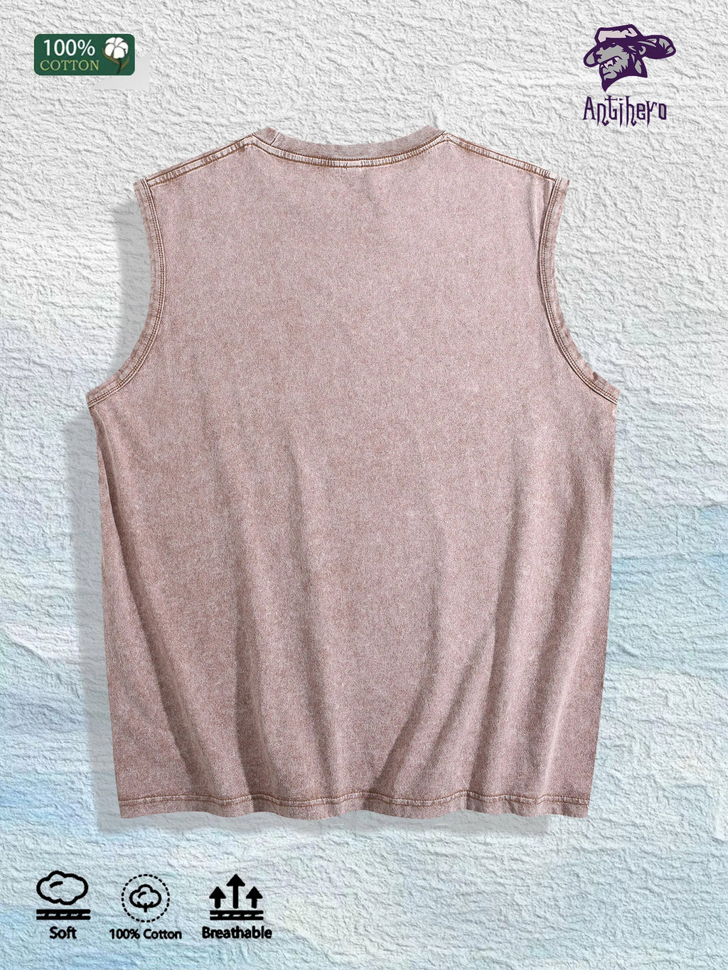 WASH YOUR HAND Graphic Washed Vest US Warehouse 3 Colors Cotton Tank