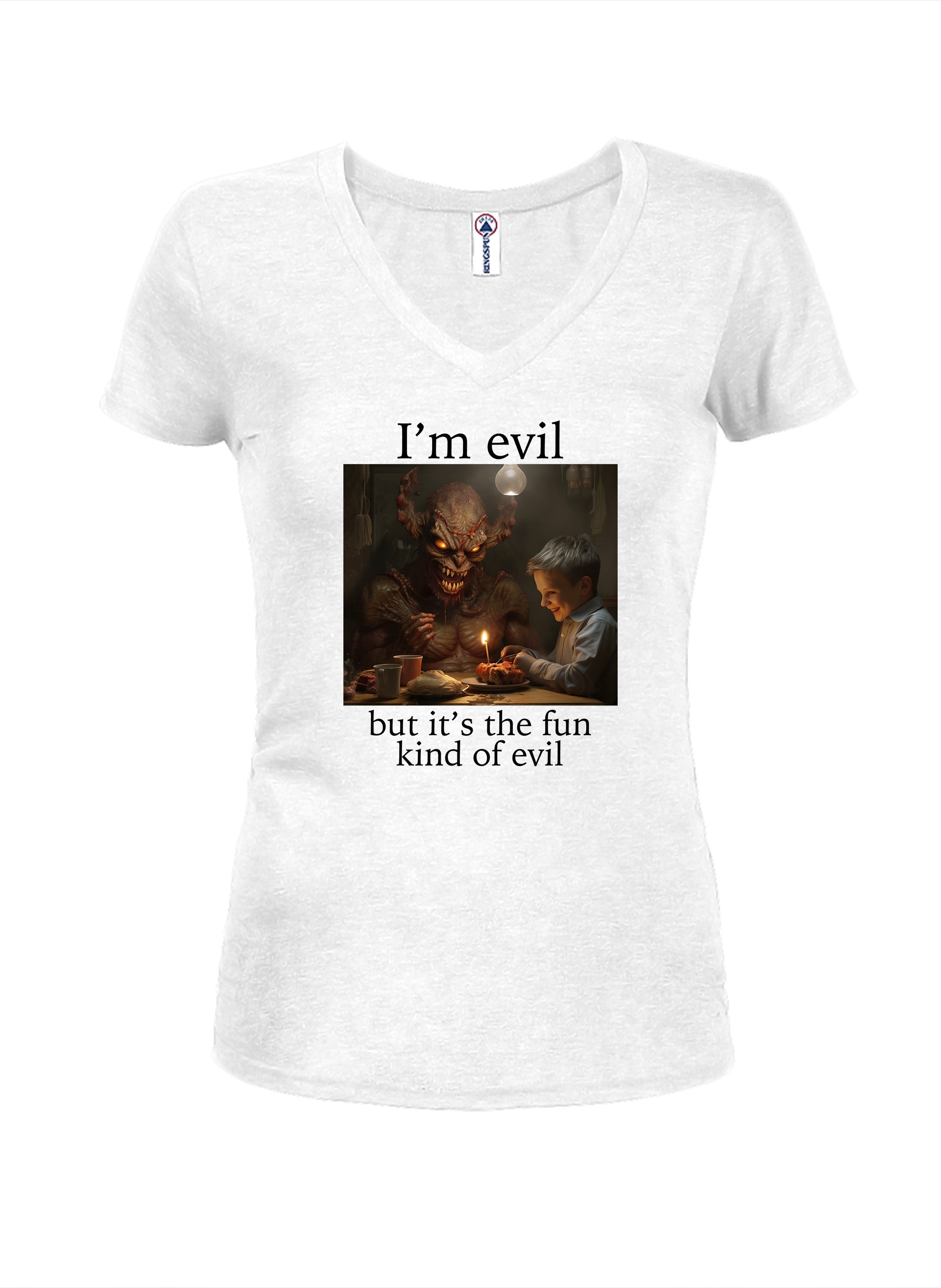 I’m evil but it's the fun kind of evil Juniors V Neck T-Shirt