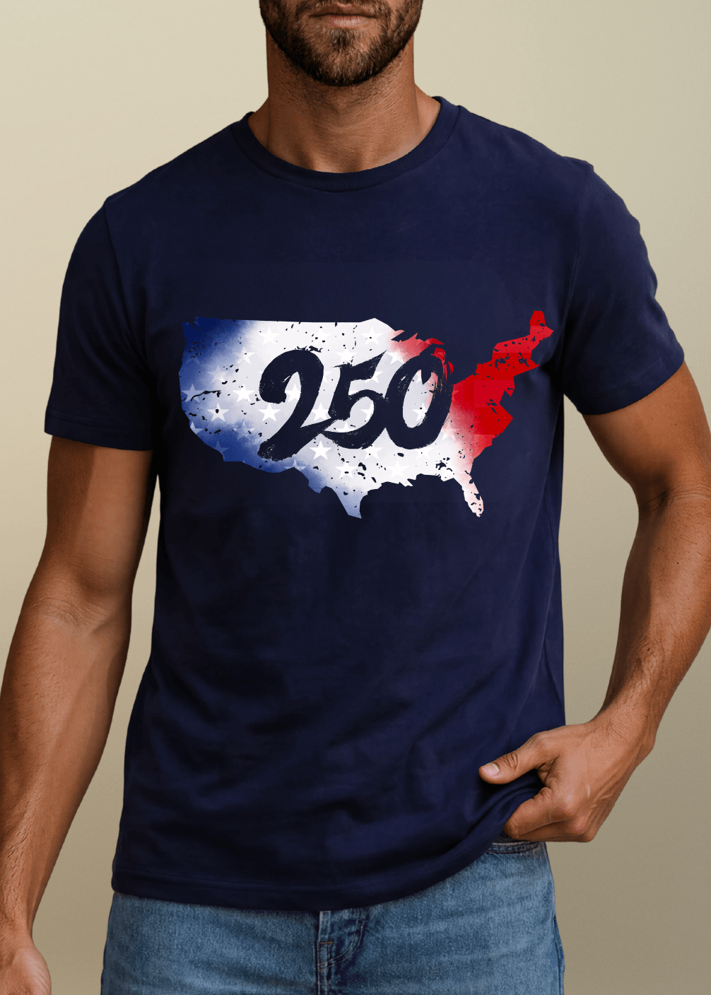 Men's 250 Distressed Graphic 4th of July T-Shirt Made in USA