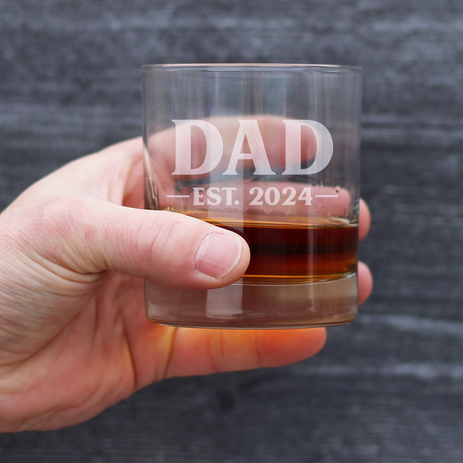 Dad Est 2024 - New Father Whiskey Rocks Glass Gift for First Time Parents - Bold 10.25 Oz Glasses