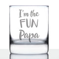 I'm the Fun Papa 10 oz Rocks Glass or Old Fashioned Glass, Etched Sayings, Father's Day Gift for Grandpa