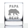 Papa Bear Whiskey Rocks Glass - Cute Funny Dad Gift Ideas for Father's Day or Birthday - 10.25 Oz Glasses