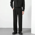 2025 Men's Loose Suit Pants Classic Straight Solid Color Drape Elastic
