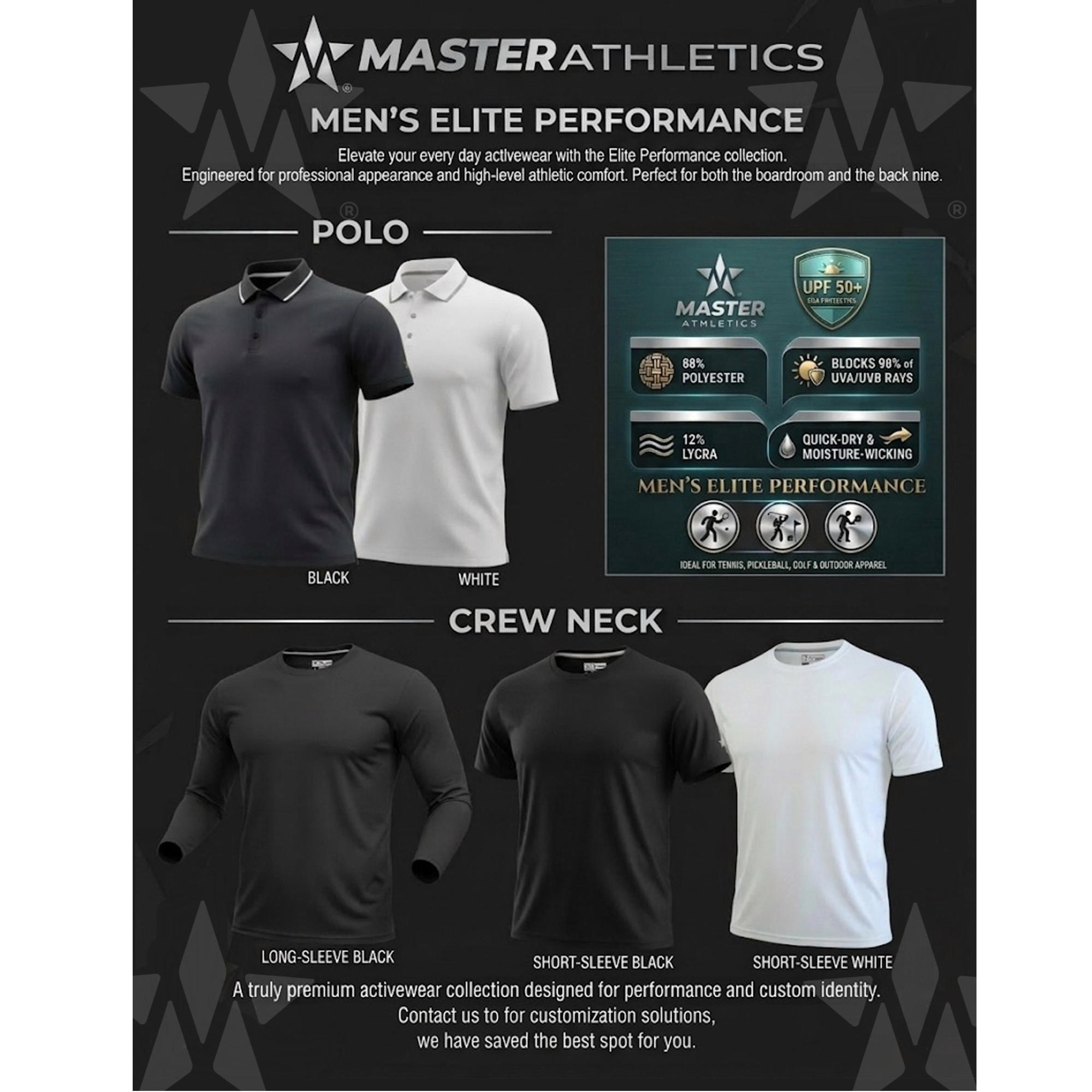 Master Athletics Men's Elite Performance Stretch Polo - UPF 50+