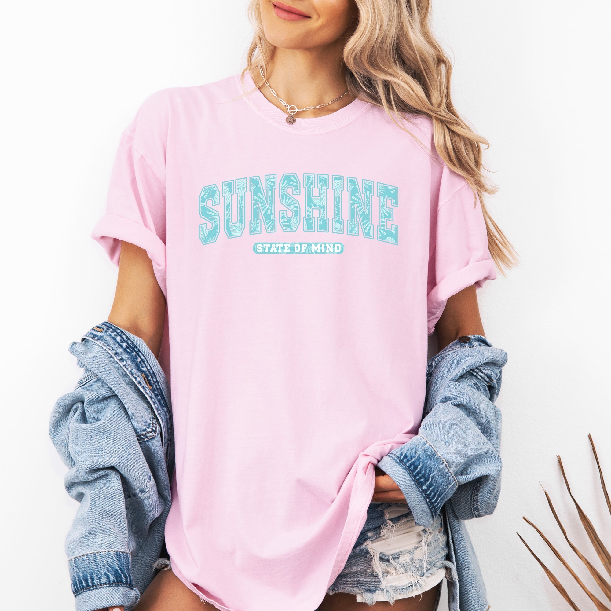 Sunshine State Of Mind, Varsity, Retro, Palm Trees, Summer, Comfort Colors T-Shirt