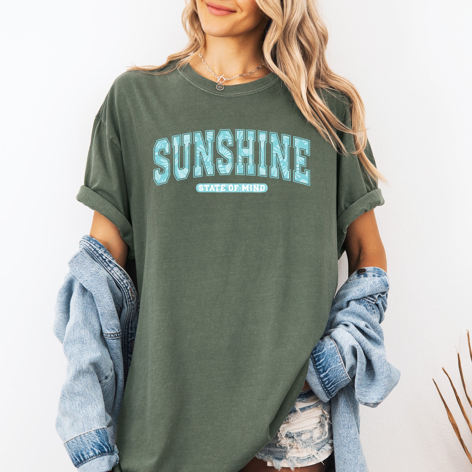 Sunshine State Of Mind, Varsity, Retro, Palm Trees, Summer, Comfort Colors T-Shirt