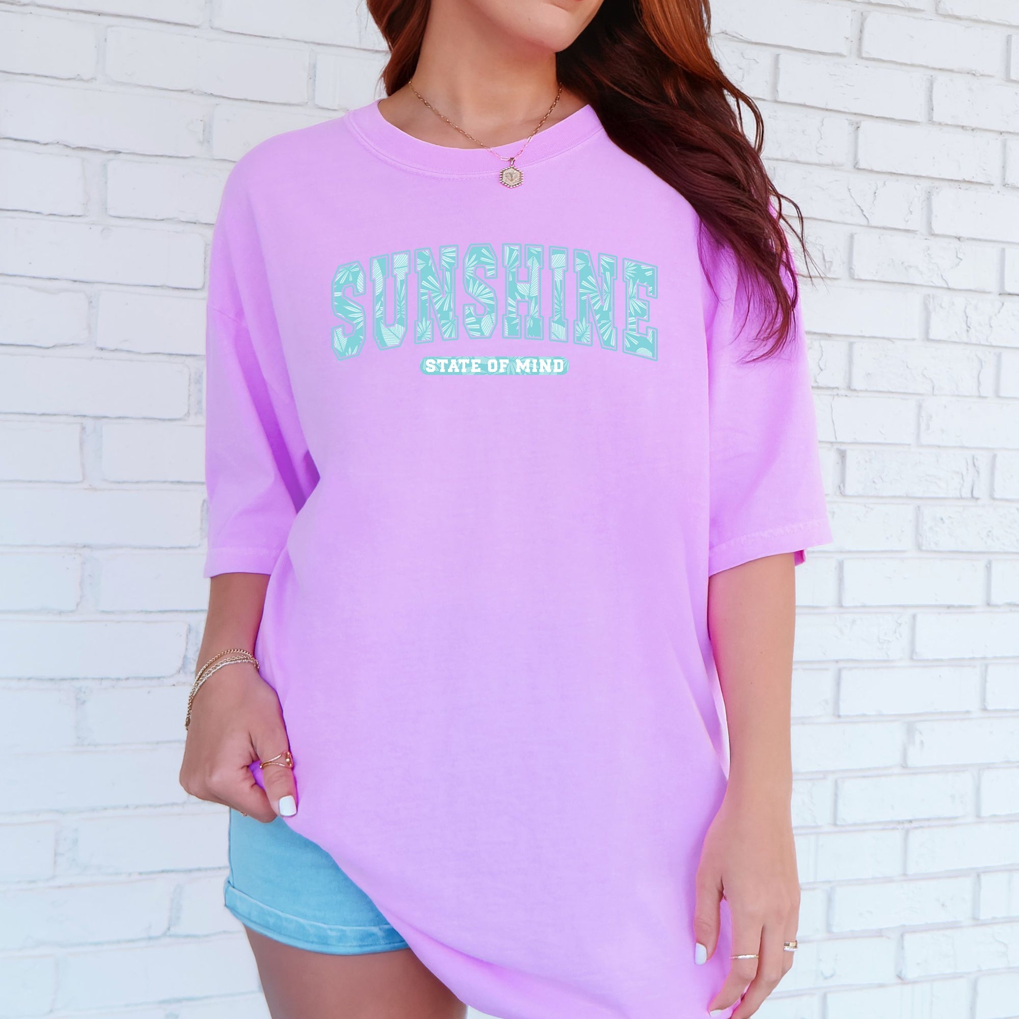 Sunshine State Of Mind, Varsity, Retro, Palm Trees, Summer, Comfort Colors T-Shirt