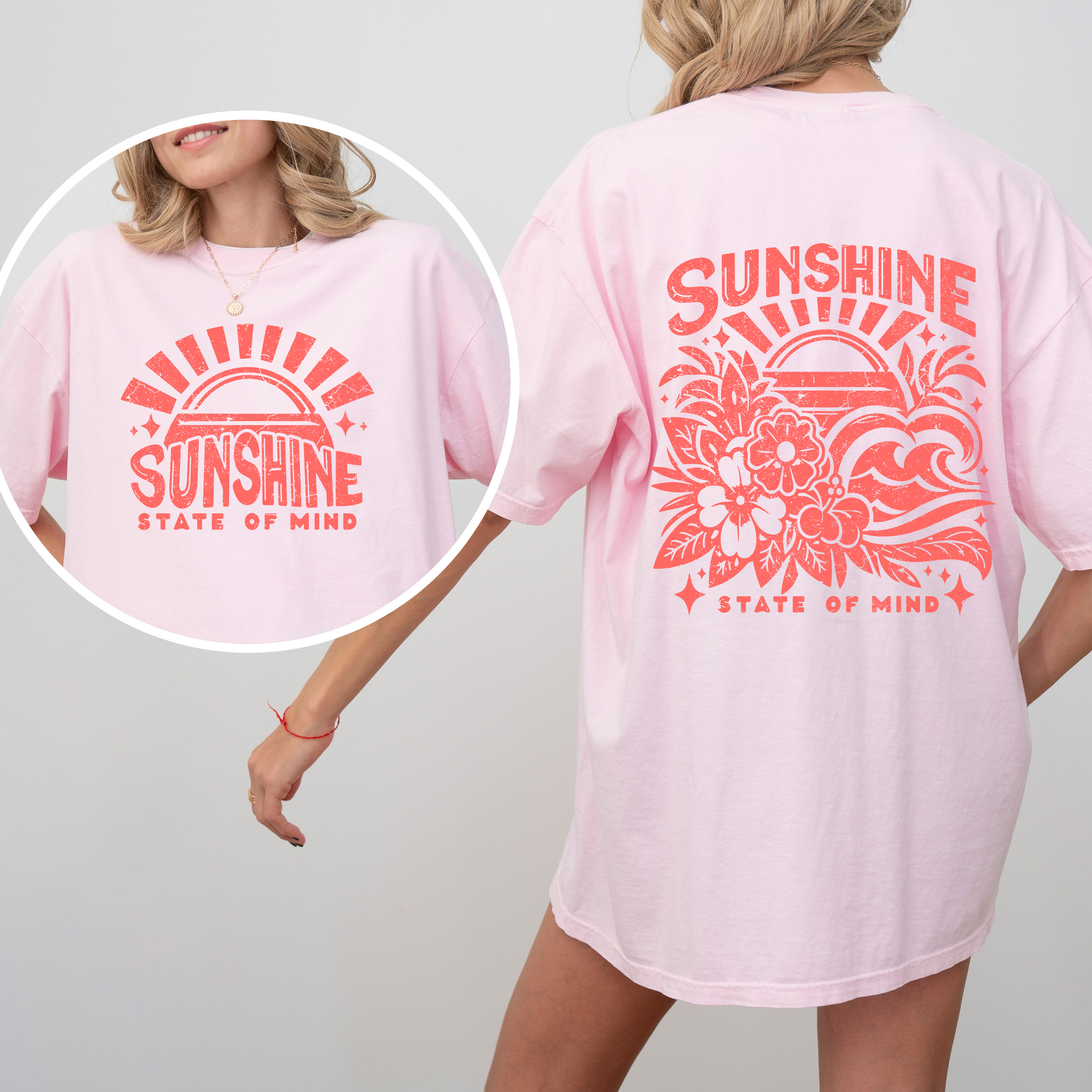 Sunshine State of Mind, Front and Back, Retro Beach, Summer, Comfort Colors T-Shirt