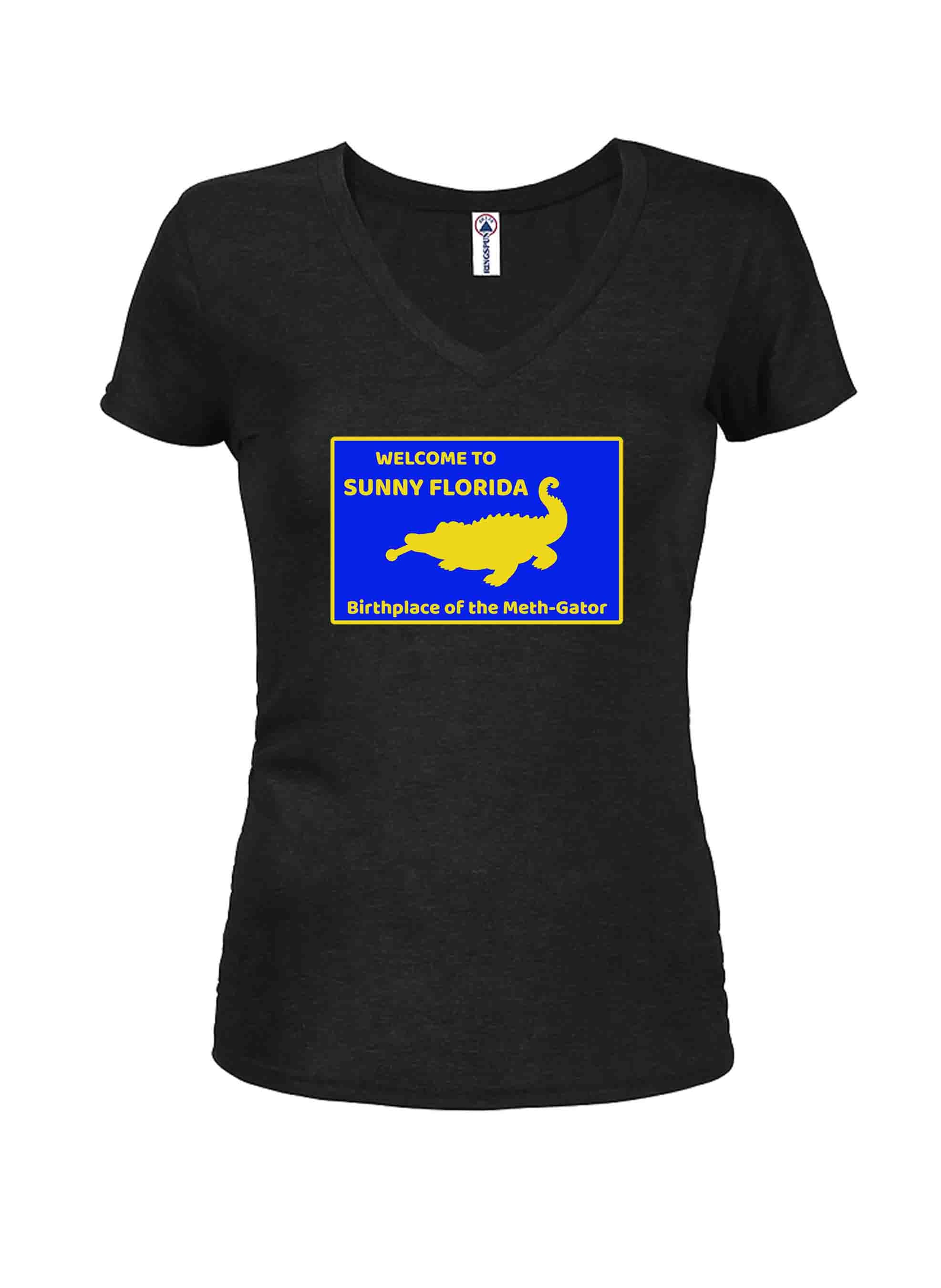 Welcome to Sunny Florida Juniors V Neck T-Shirt