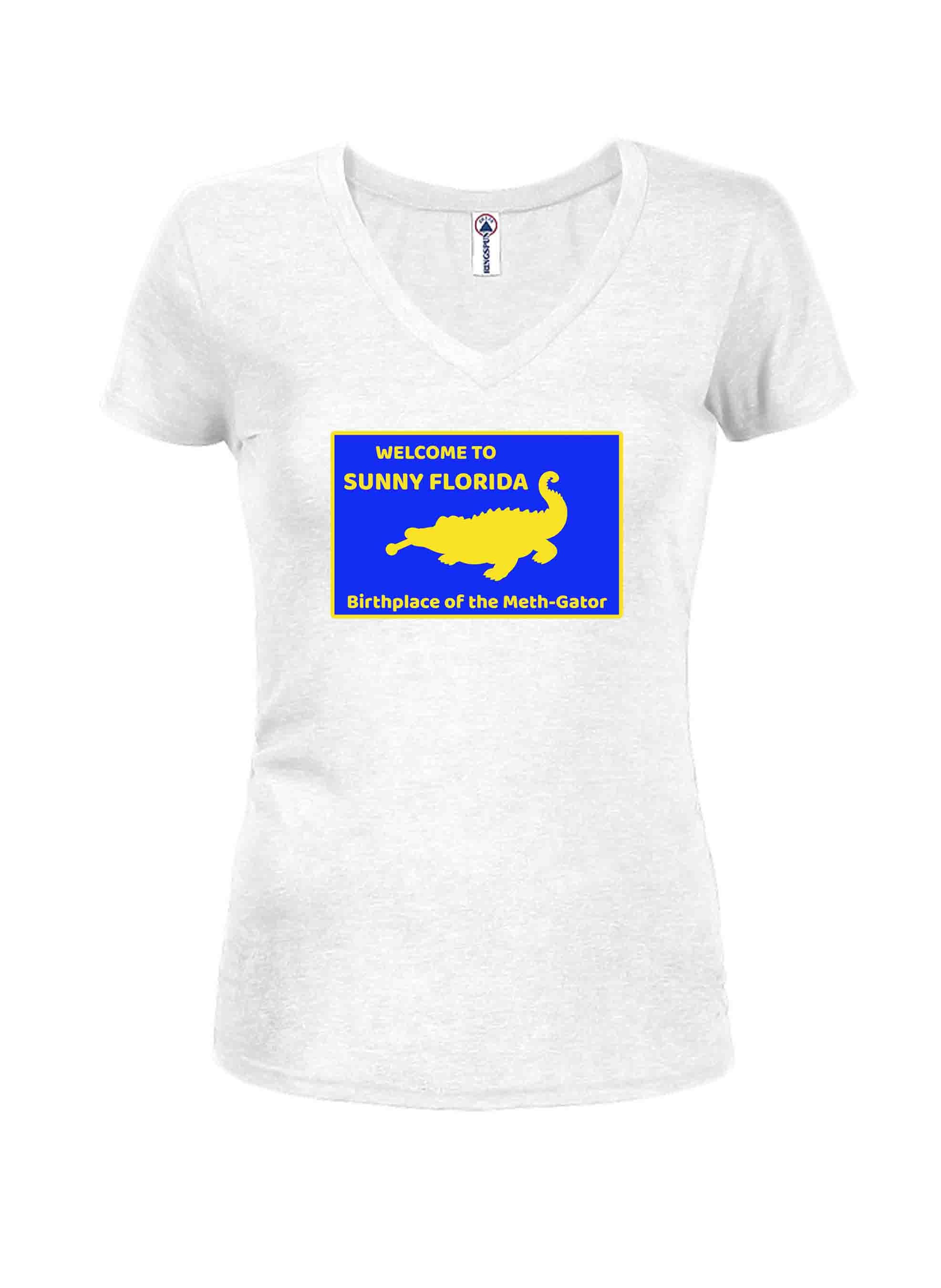 Welcome to Sunny Florida Juniors V Neck T-Shirt