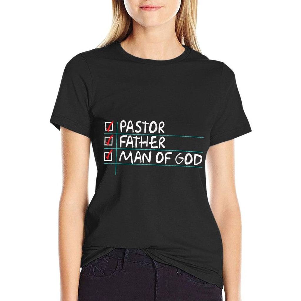 Fathers Day Gift From Church Pastor Dad Man of God  High-quality Stitching T-Shirt