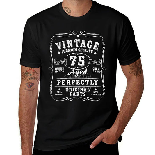 Vintage 75th Birthday Decorations Men Gag Funny 75 Birthday  Breathable T-Shirt