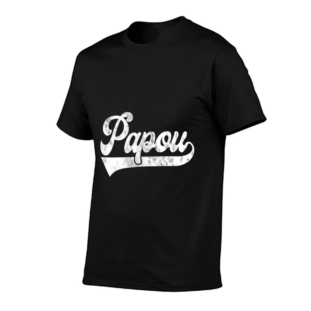 Mens Papou Vintage Retro Fathers Day for Papa Grandpa  Graphic-printed T-Shirt