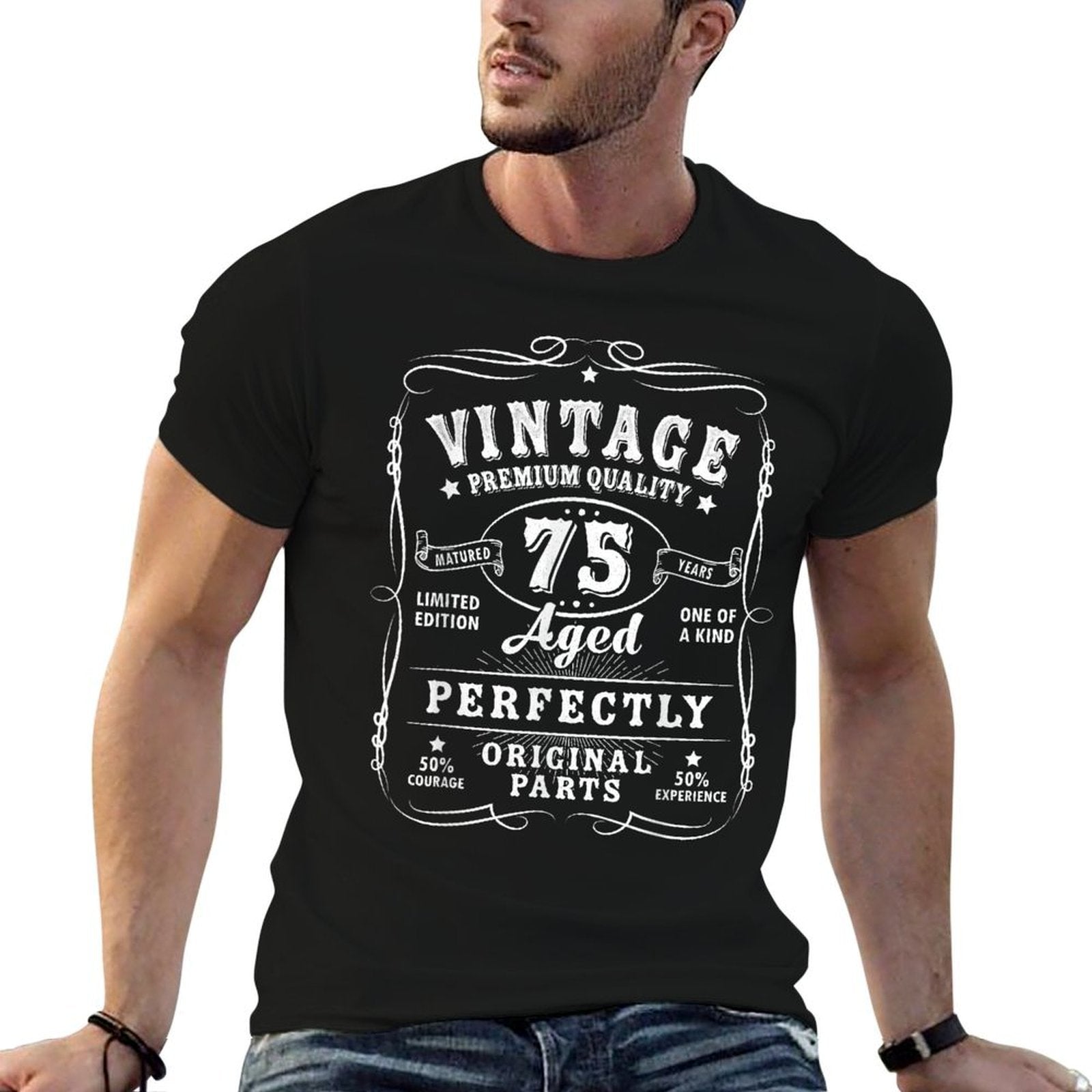 Vintage 75th Birthday Decorations Men Gag Funny 75 Birthday  Breathable T-Shirt