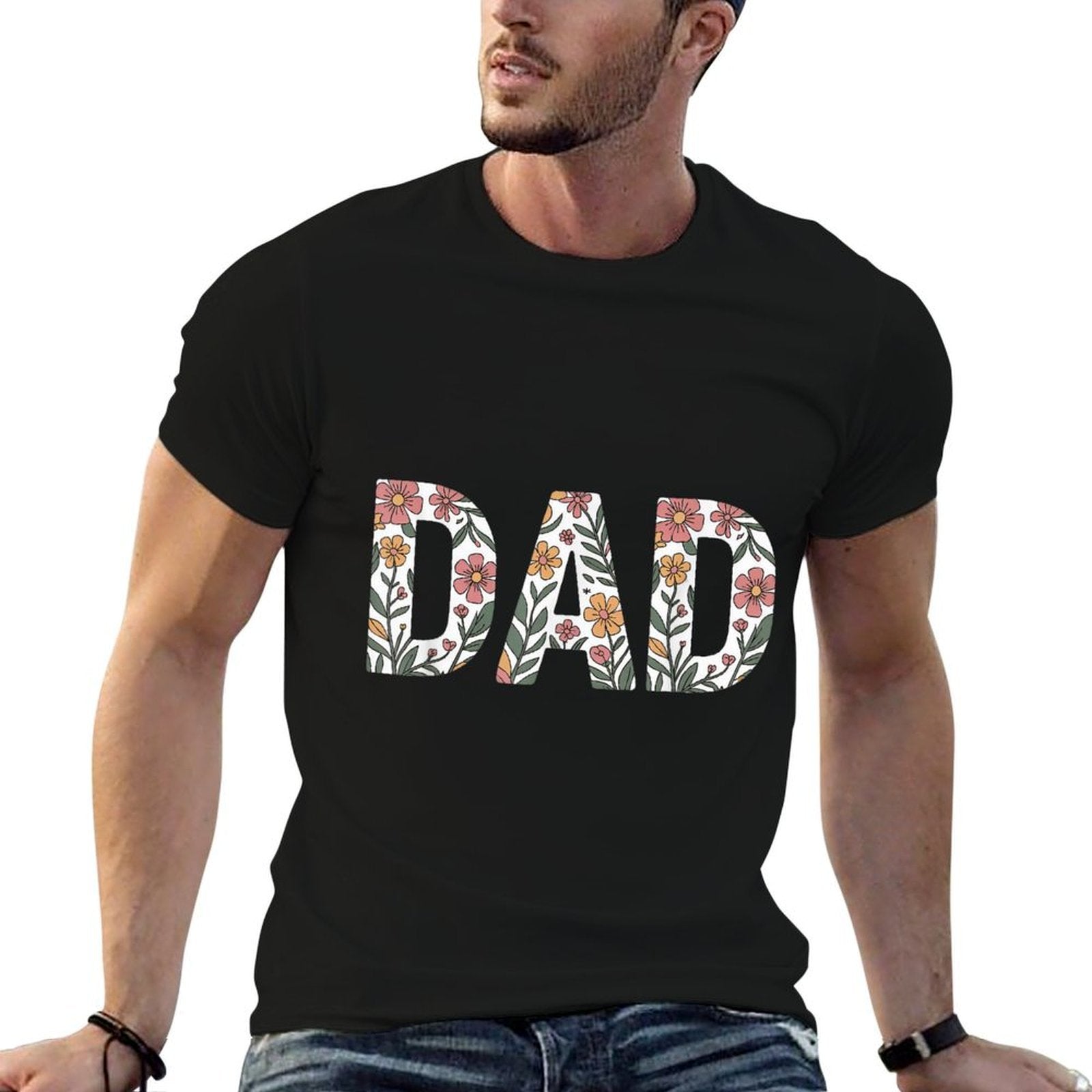 Colorful Flowers Dad for Fathers Day Celebration  Stretchy T-Shirt