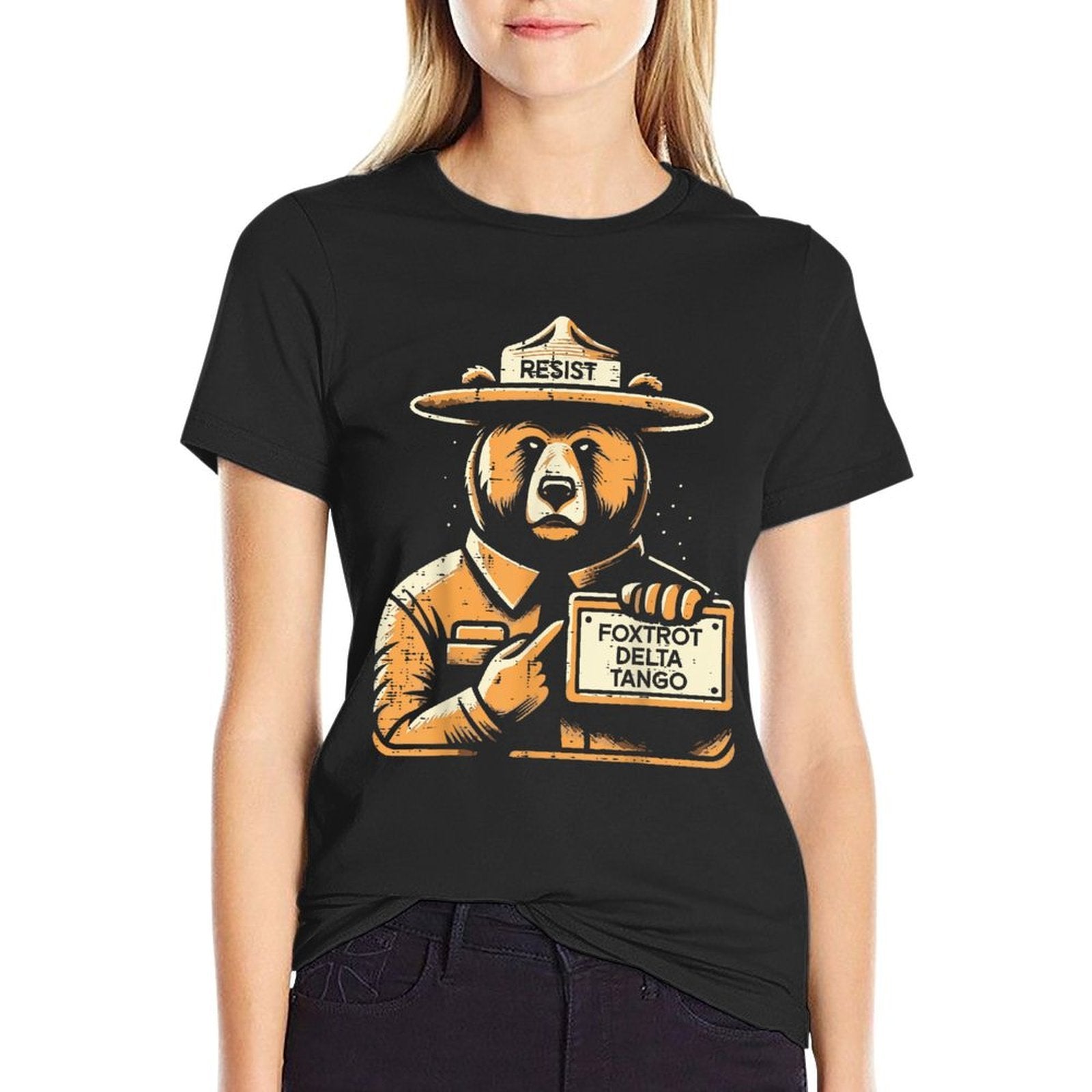 Resist Foxtrot Delta Tango Bear Equality Civil Rights Men  Easy-care T-Shirt