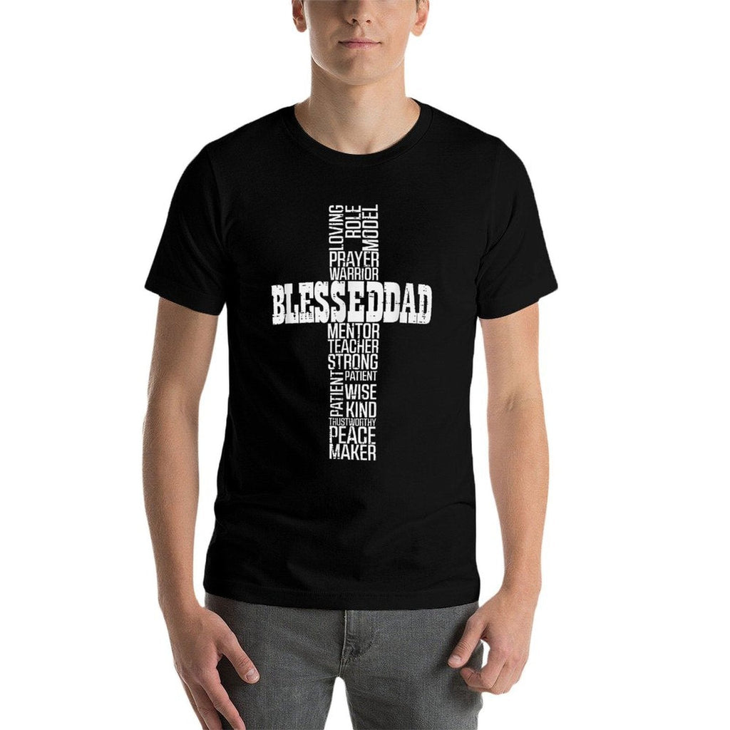 Fathers Day Blessed Dad Cross Christian Daddy Papa Dada Men  Vintage-inspired T-Shirt