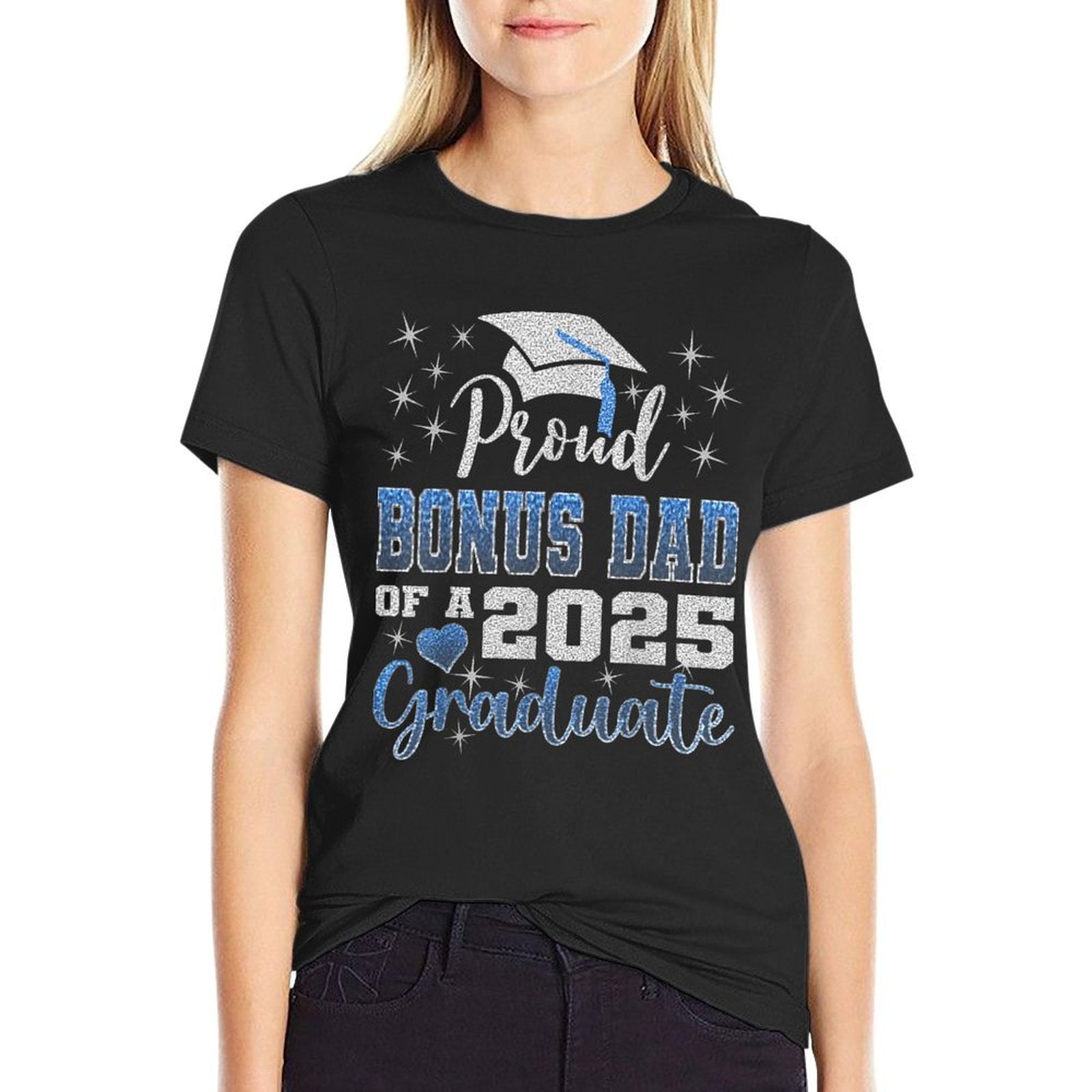 Super Proud Bonus Dad of 2025 Graduate Awesome Family School  Stretchy T-Shirt