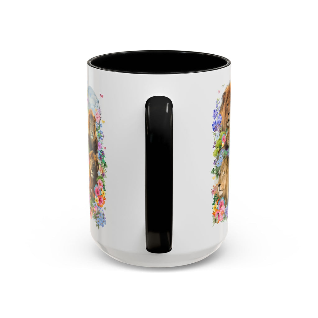 Colorful Big Cat Animal Lover Coffee Mug: Lions in Flowers