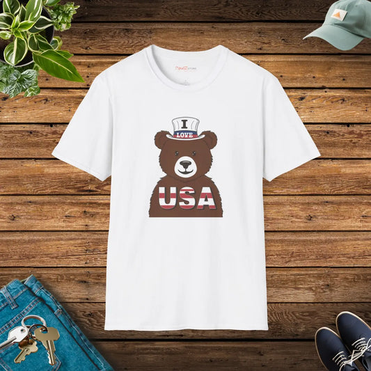 Bear with Usa Tee – Independence Day Cotton - Dipaliz